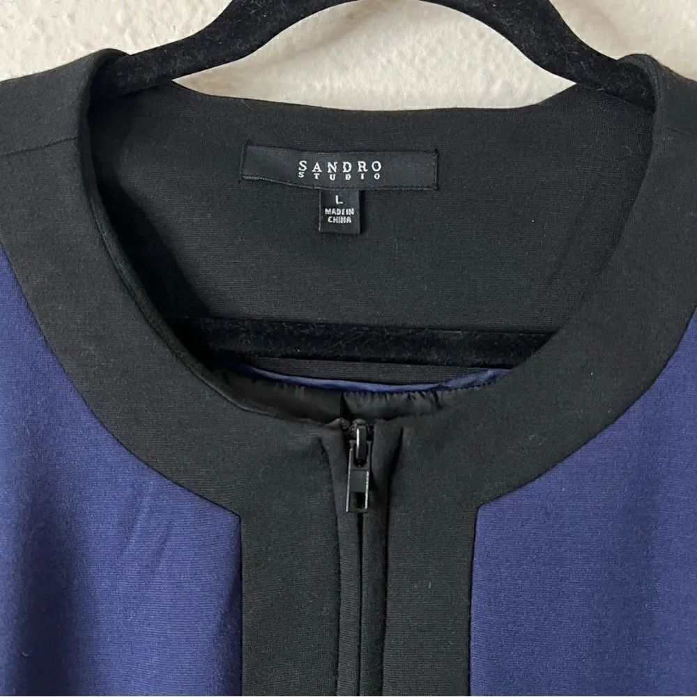 Sandro Studio Colorblock Zip Up Cardigan Blazer Size Large - Picture 2 of 9